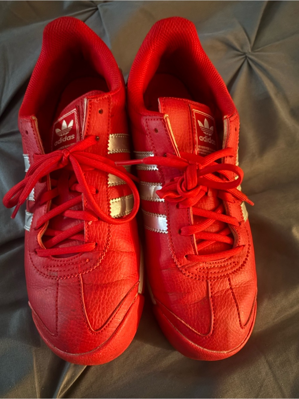 adidas Red Athletic Sneakers with White Stripes